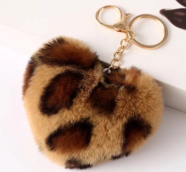 Heart Leopard Keychain Bag Pendant
