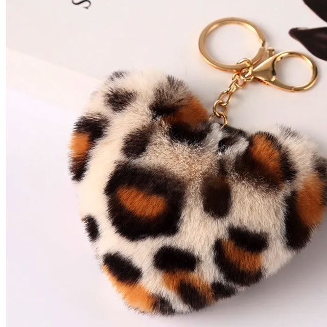 Heart Leopard Keychain Bag Pendant