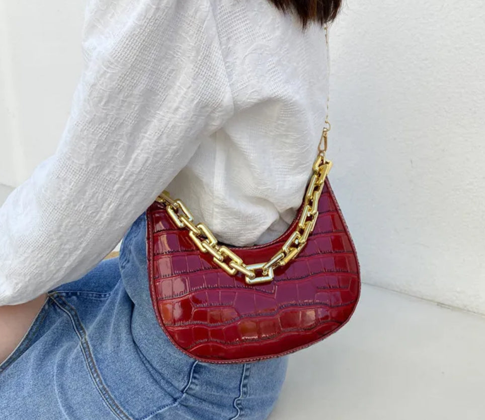 Crocodile shoulder purse