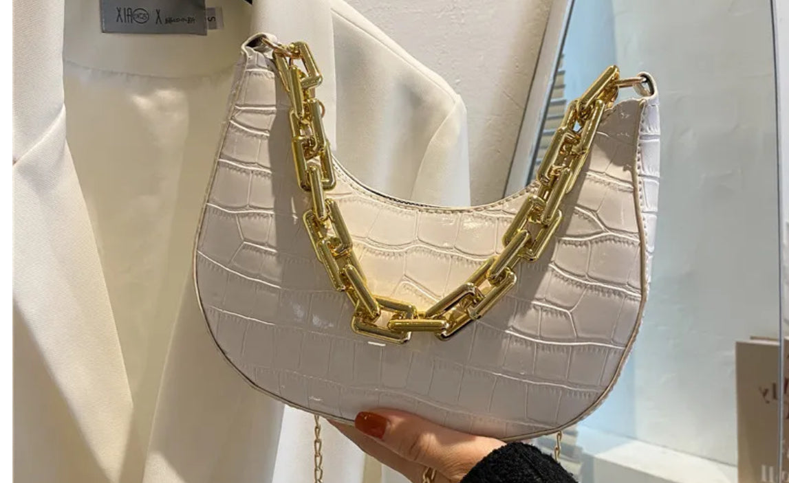 Crocodile shoulder purse