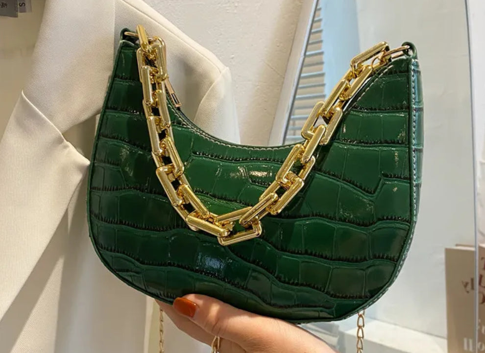 Crocodile shoulder purse