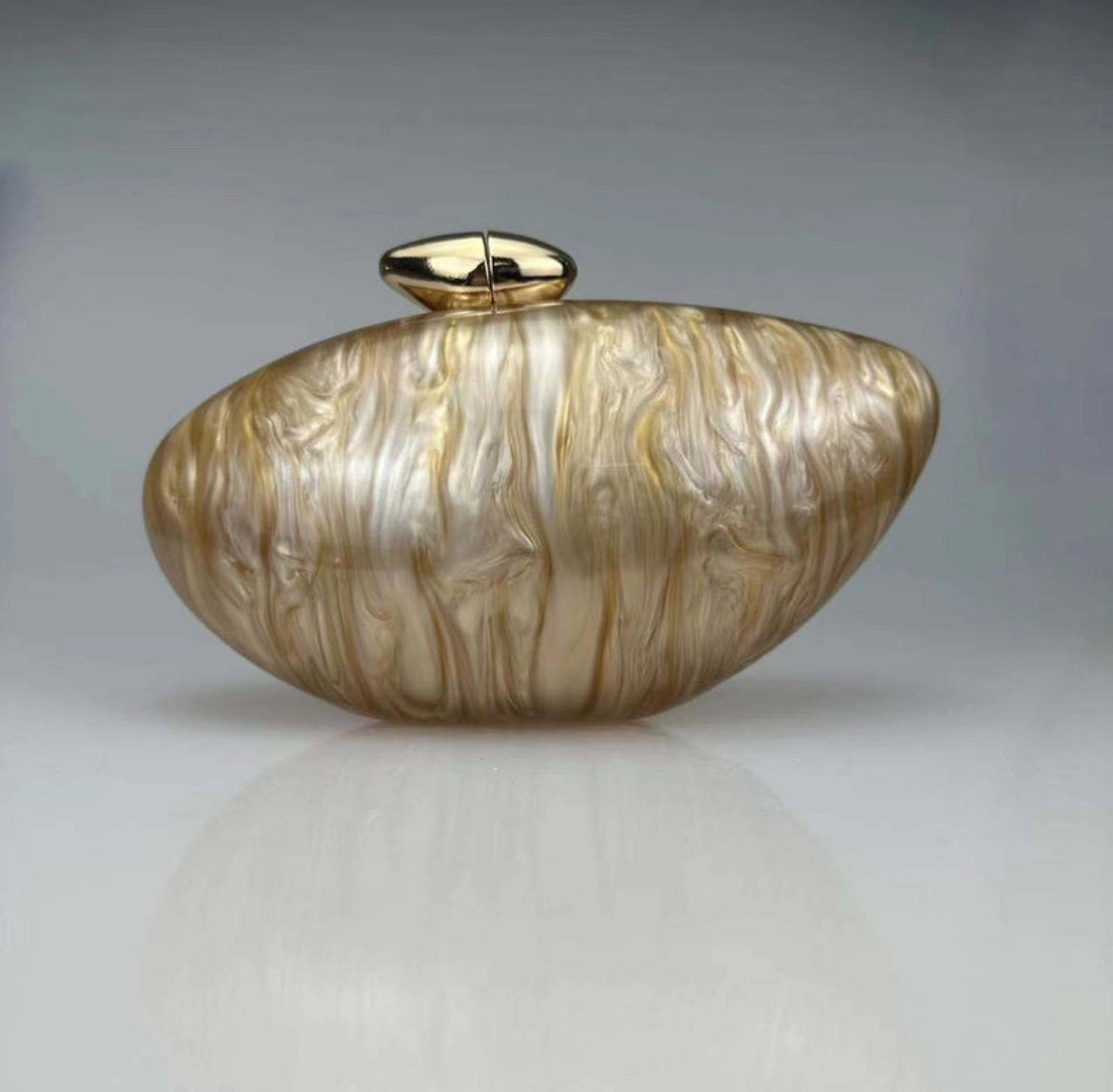 Marble Oval Clutch Bag