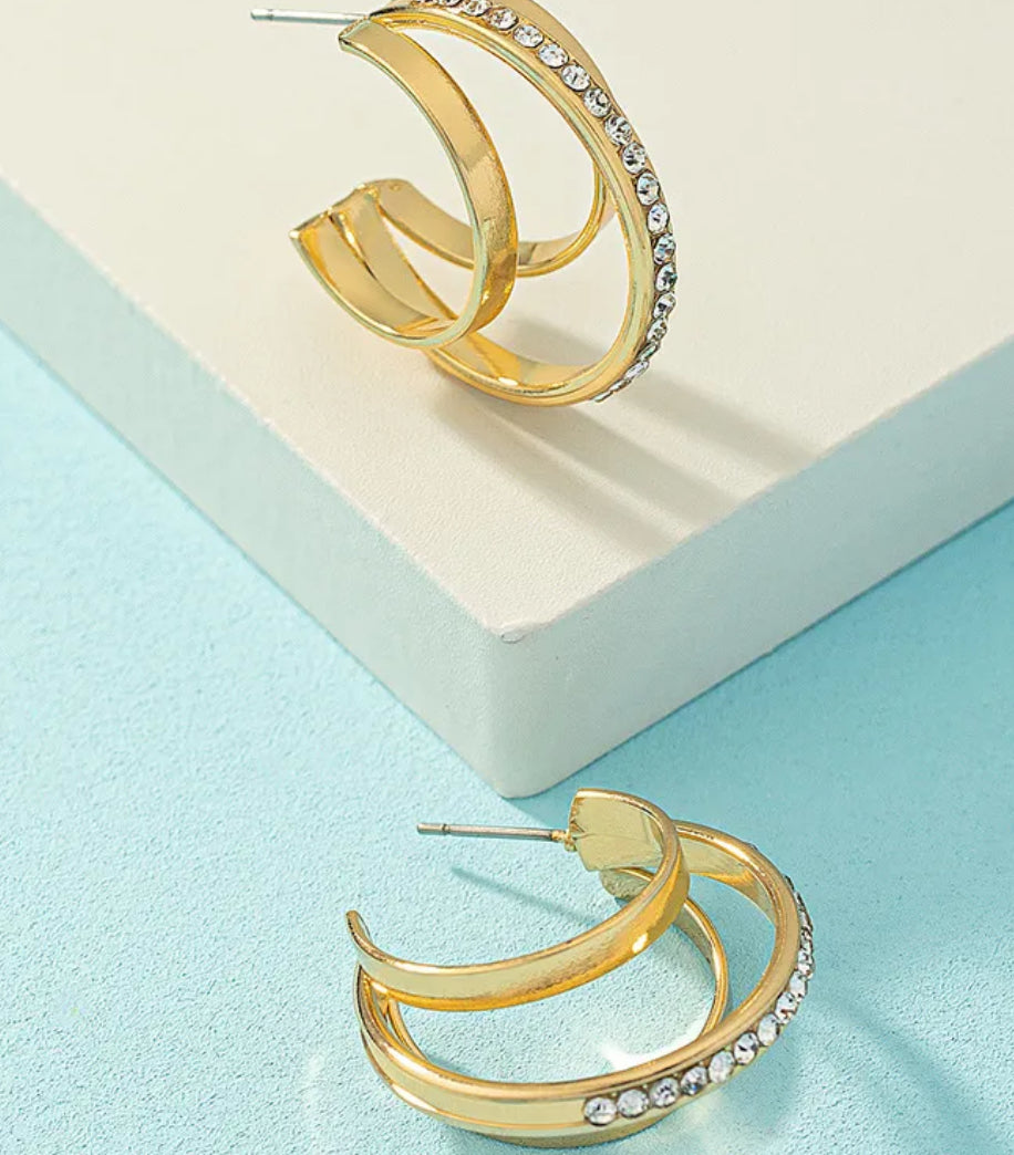 Ella diamond Tri Hoop